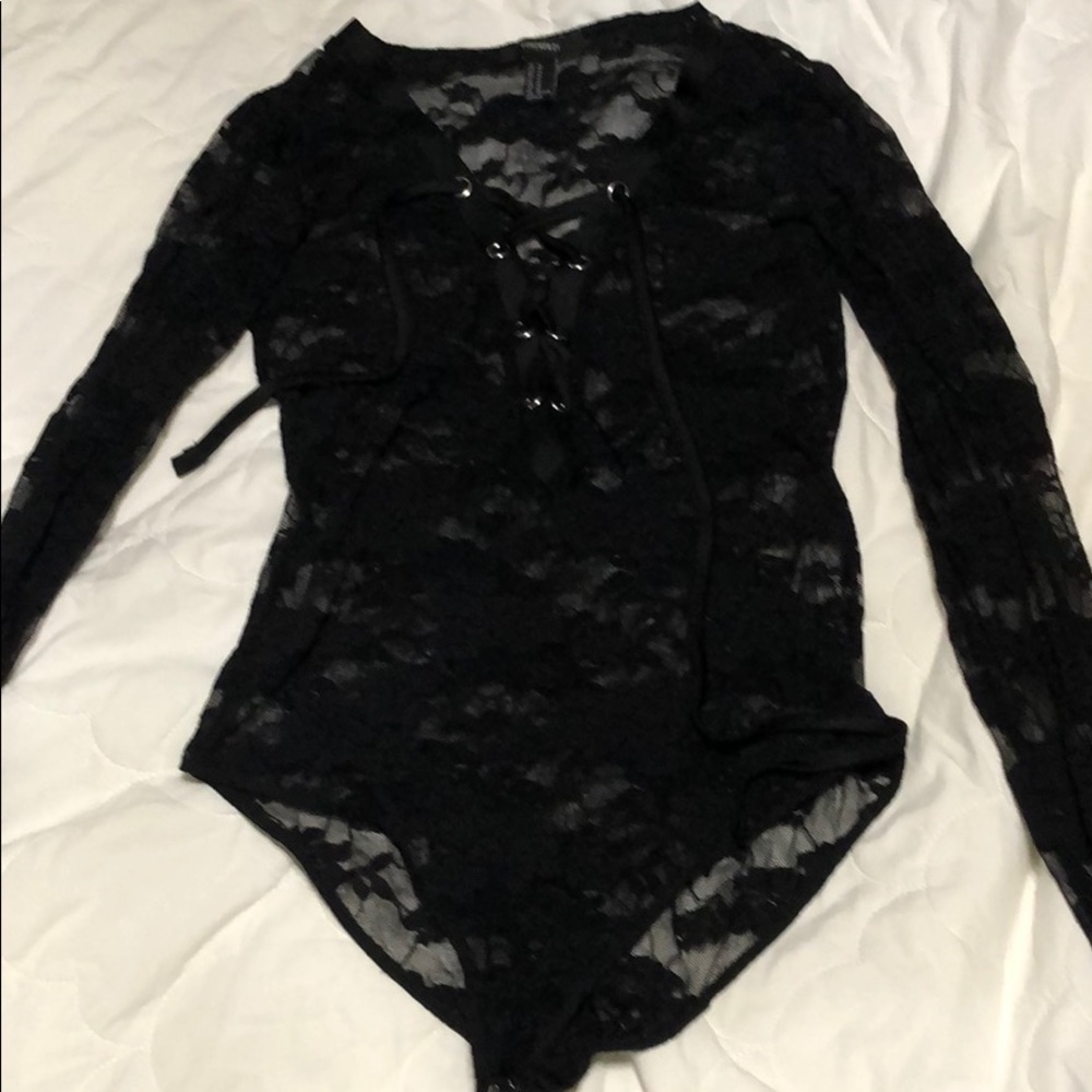 Forever 21 Lace Lace Up Bodysuit